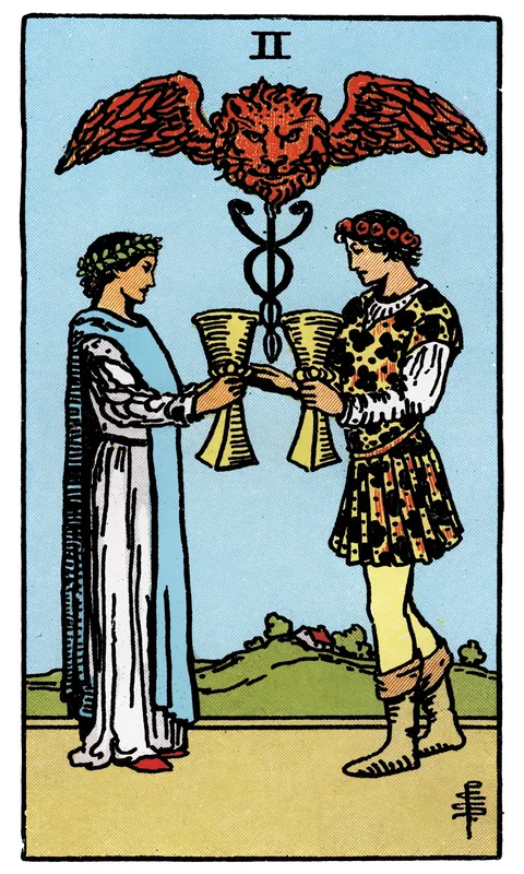 Two of Cups, Minor Arcana card from the Rider-Waite-Smith tarot