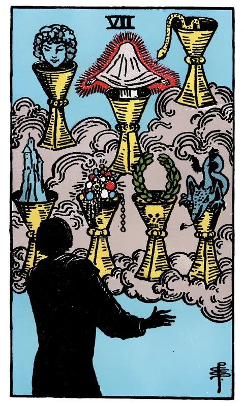 Seven of Cups, Minor Arcana card from the Rider-Waite-Smith tarot
