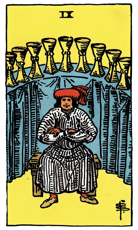 Nine of Cups, Minor Arcana card from the Rider-Waite-Smith tarot