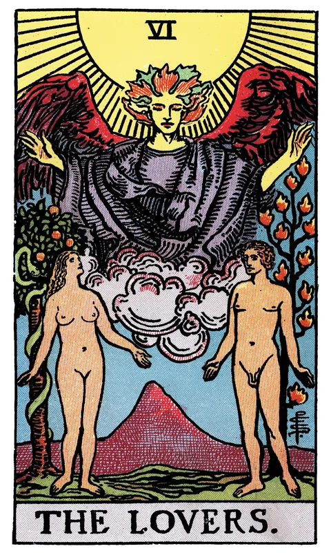 The Lovers (VI), Major Arcana card from the Rider-Waite-Smith tarot