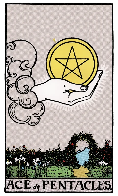 Ace of Pentacles, Minor Arcana card from the Rider-Waite-Smith tarot