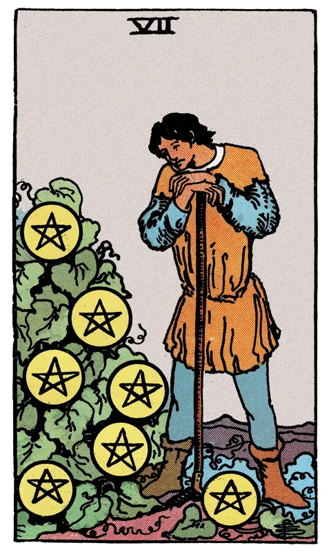 Seven of Pentacles, Minor Arcana card from the Rider-Waite-Smith tarot