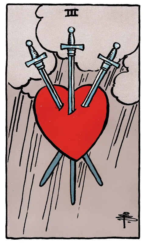 Three of Swords, Minor Arcana card from the Rider-Waite-Smith tarot