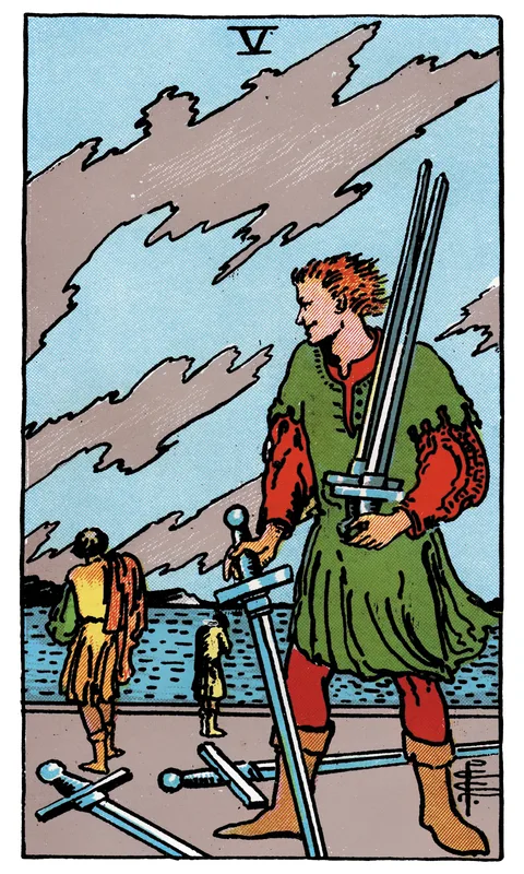 Five of Swords, Minor Arcana card from the Rider-Waite-Smith tarot