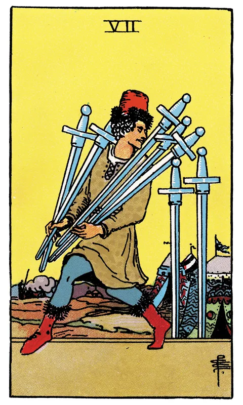 Seven of Swords, Minor Arcana card from the Rider-Waite-Smith tarot