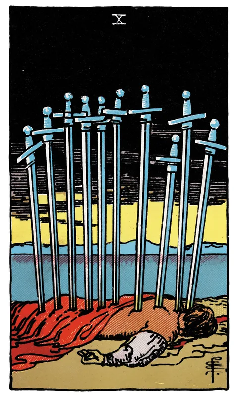 Ten of Swords, Minor Arcana card from the Rider-Waite-Smith tarot